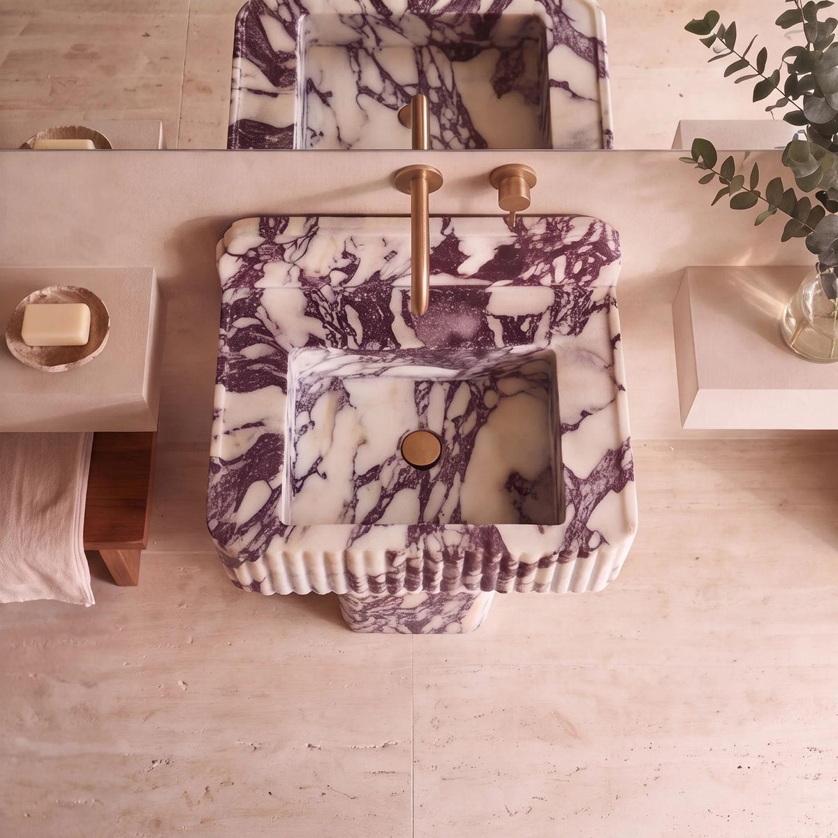 Calacatta Fluted Wall Vanity