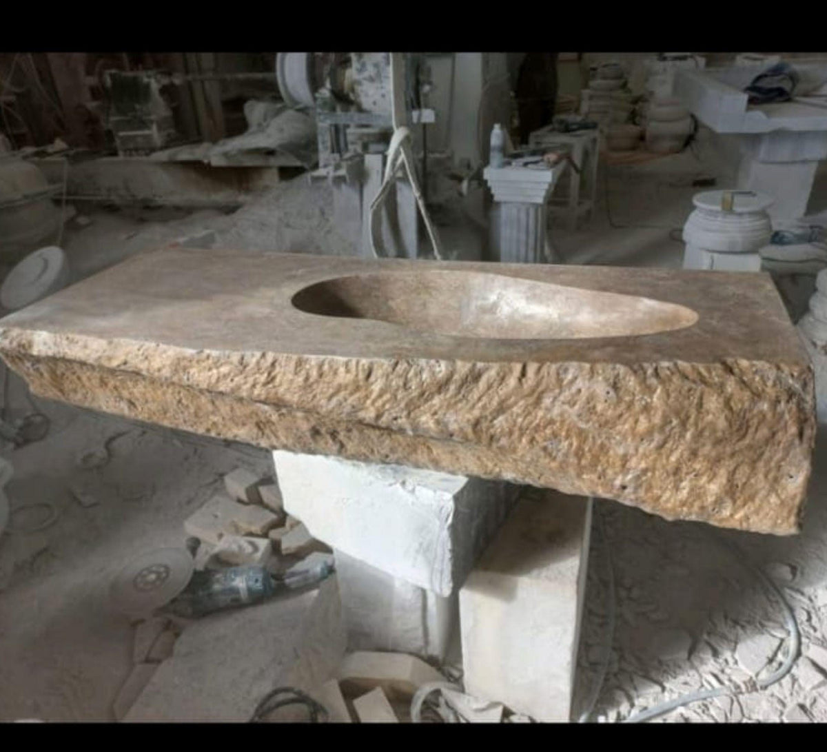 Traverten Tezgâh Üstü Lavabo, 51 inç