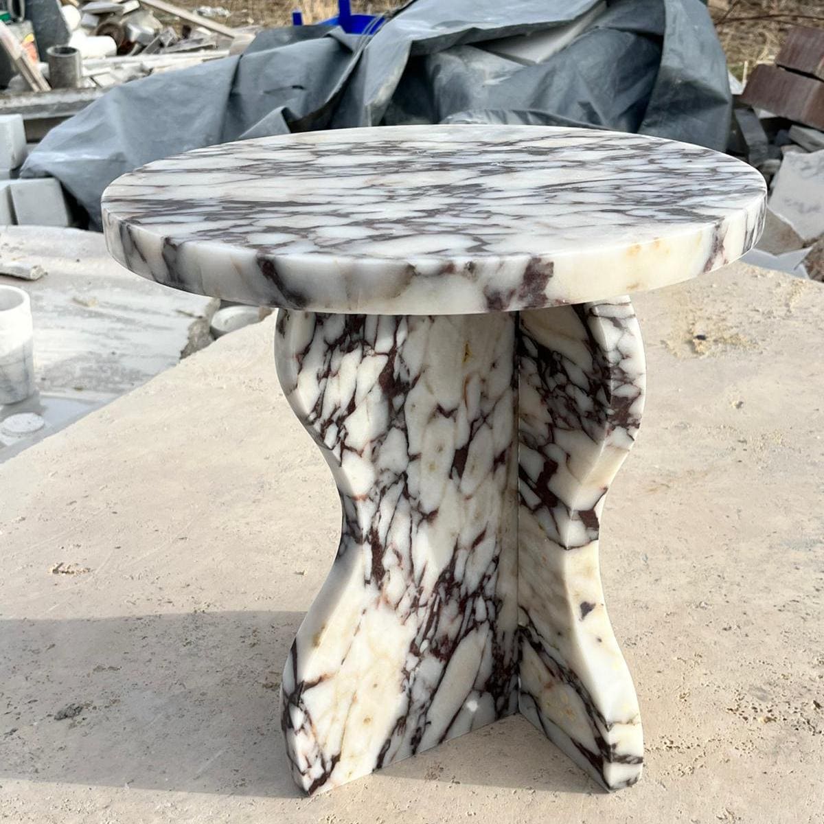 Marble Pedestal Side Table