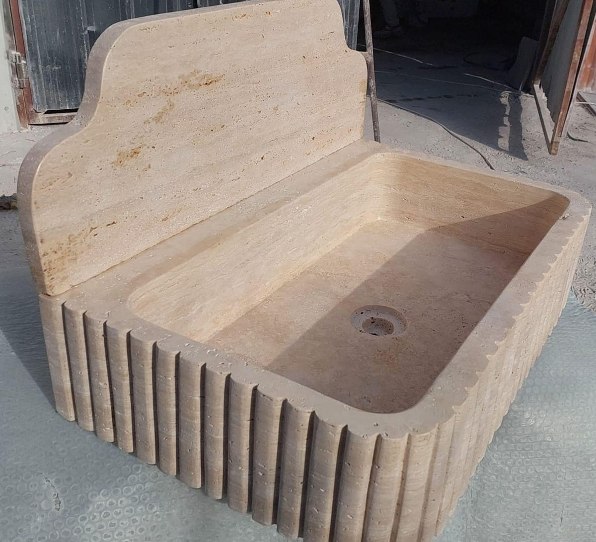 Travertine Arc Wall Sink