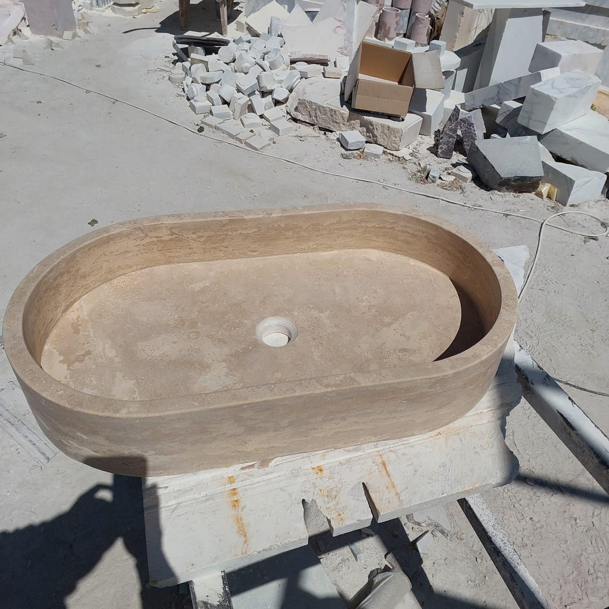 Beige Travertine Oval Basin