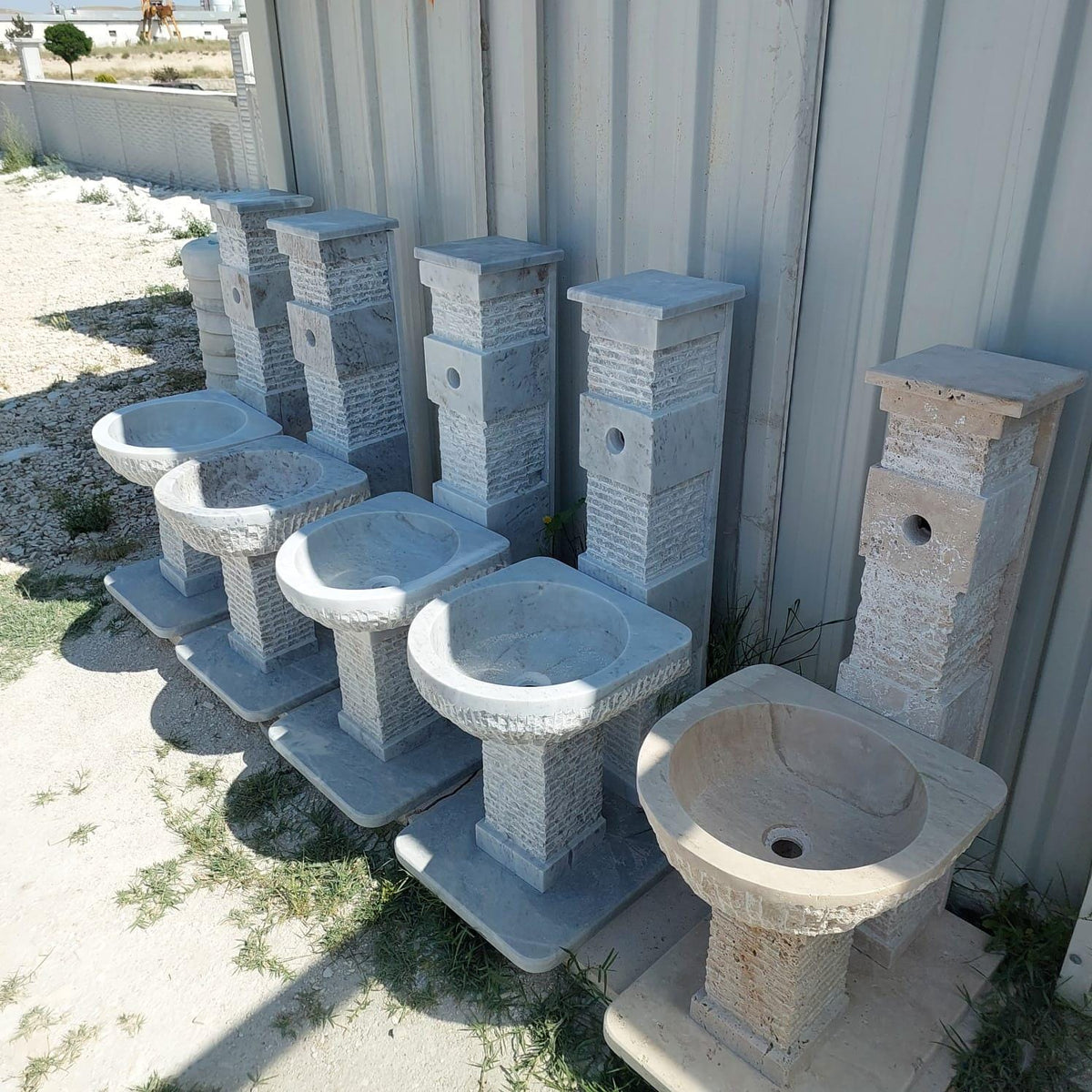 Travertine Pedestal Garden Fountain