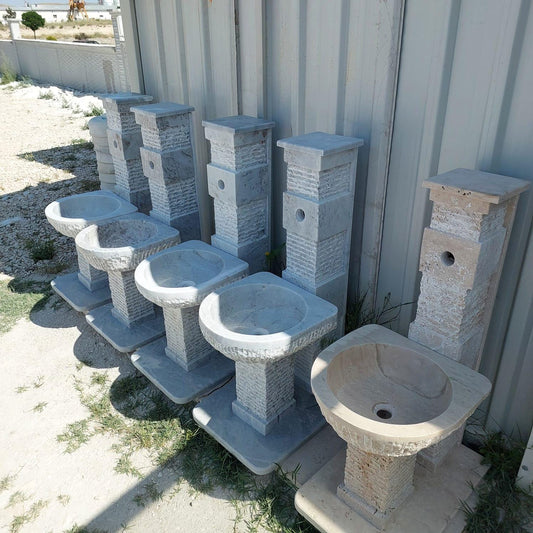 Travertine Pedestal Garden Fountain