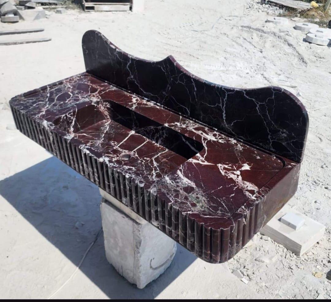 Rosso Levanto Fluted Wall Sink