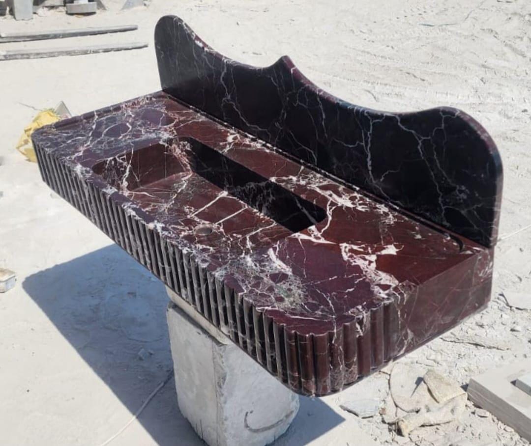 Rosso Levanto Fluted Wall Sink