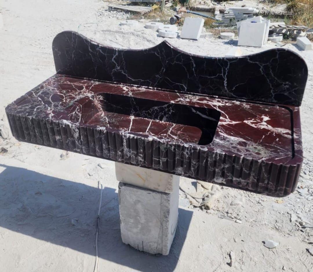 Rosso Levanto Fluted Wall Sink