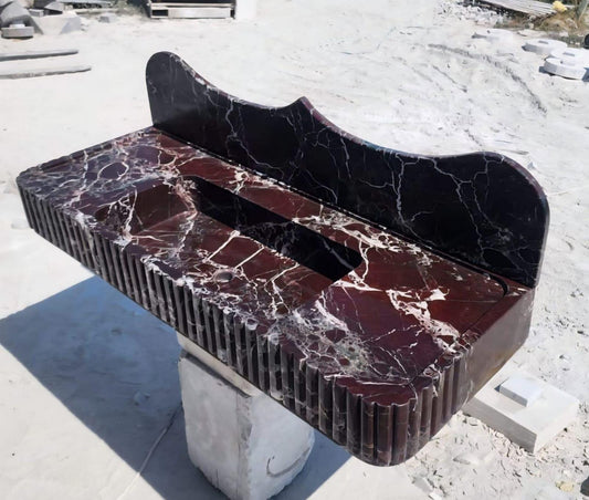 Handcrafted Rosso Levanto Marble Sink