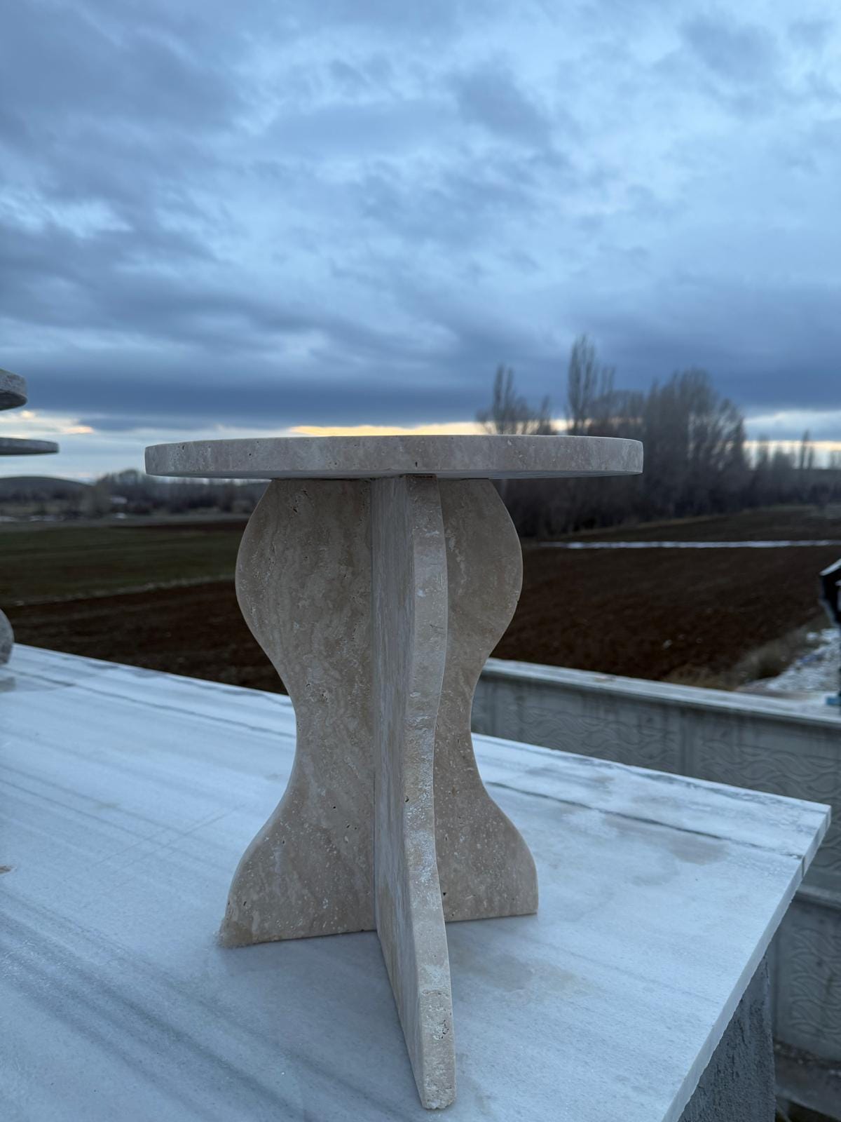 Travertine Cube Side Table