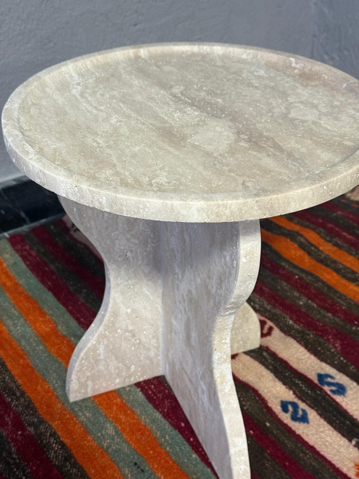 Travertine Cube Side Table