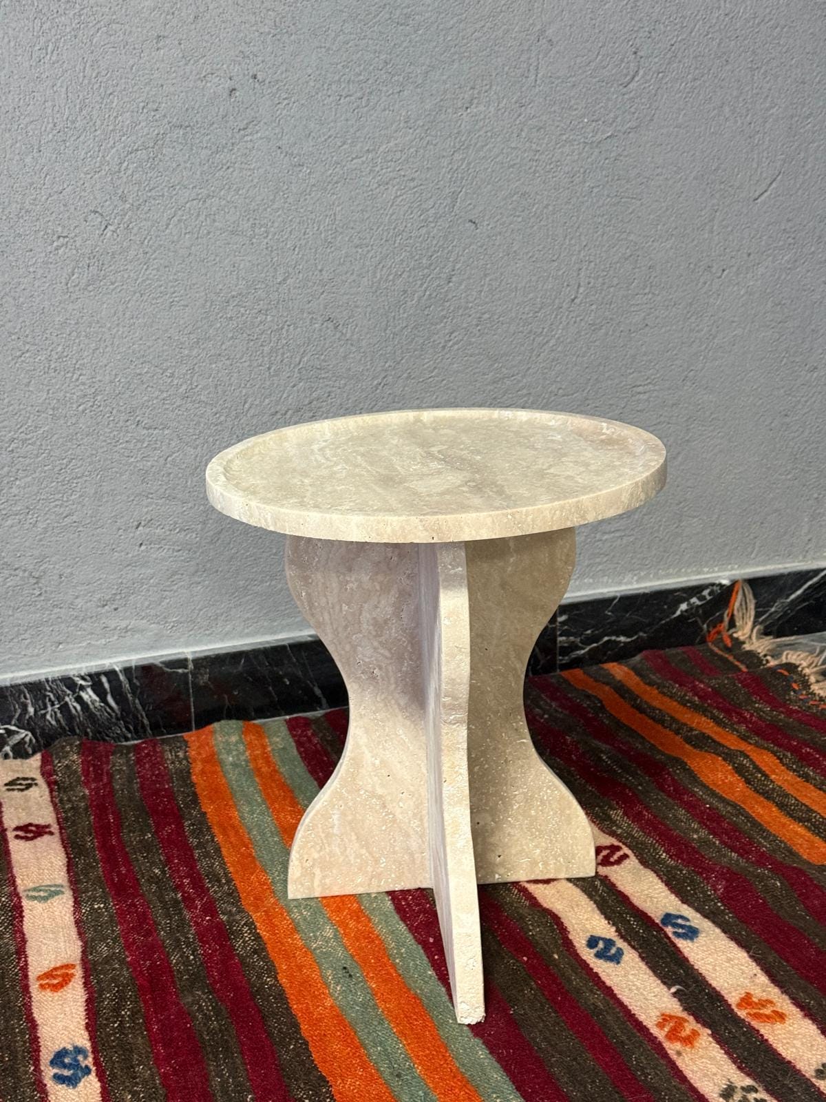 Travertine Cube Side Table