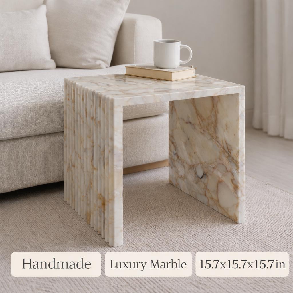 Calacatta Viola Fluted Side Table
