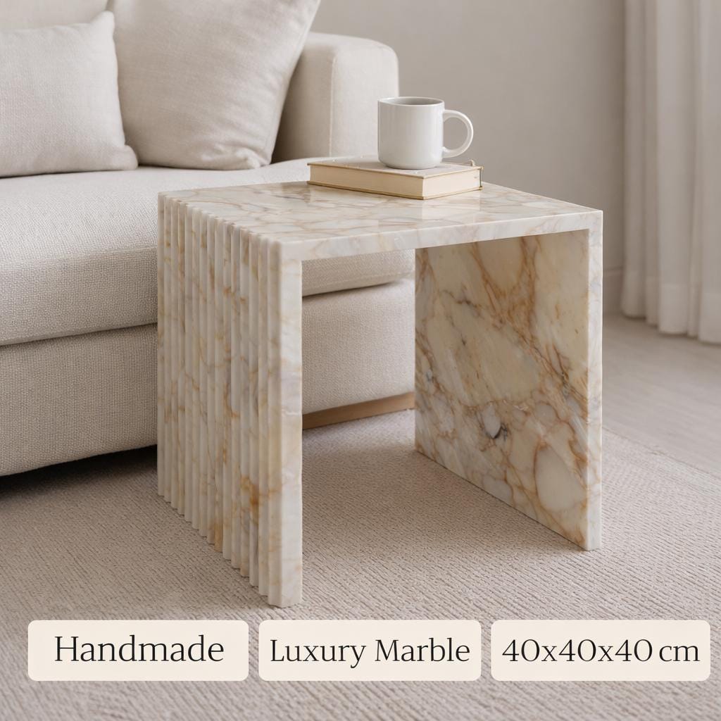 Calacatta Viola Fluted Side Table