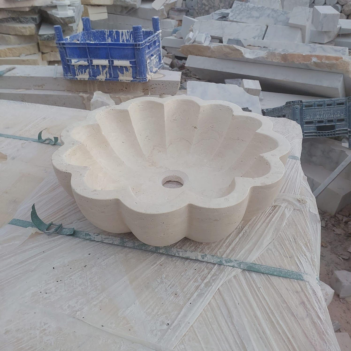 Travertine Flower Basin
