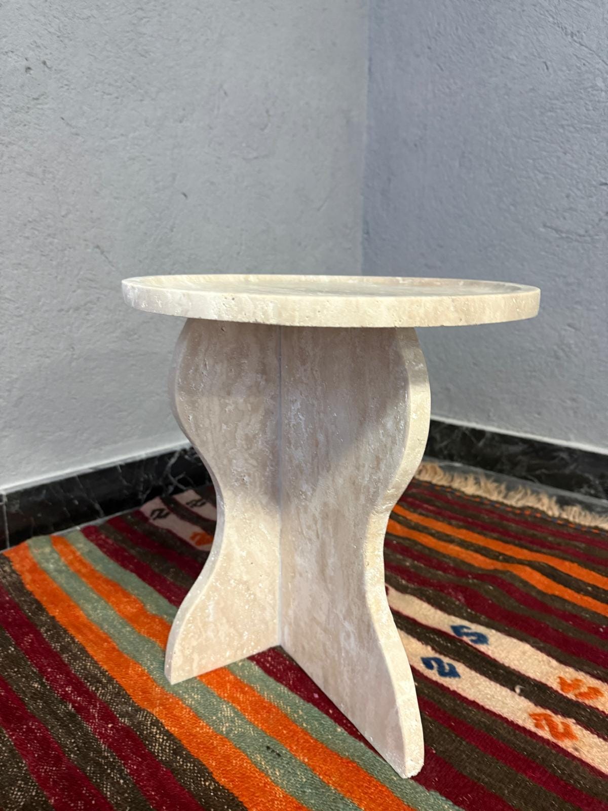 Travertine Cube Side Table