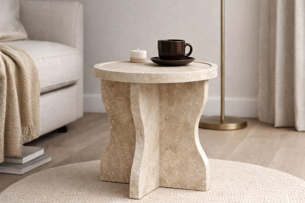 Travertine Cube Side Table