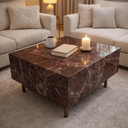 Rosso Levanto Marble Coffee Table