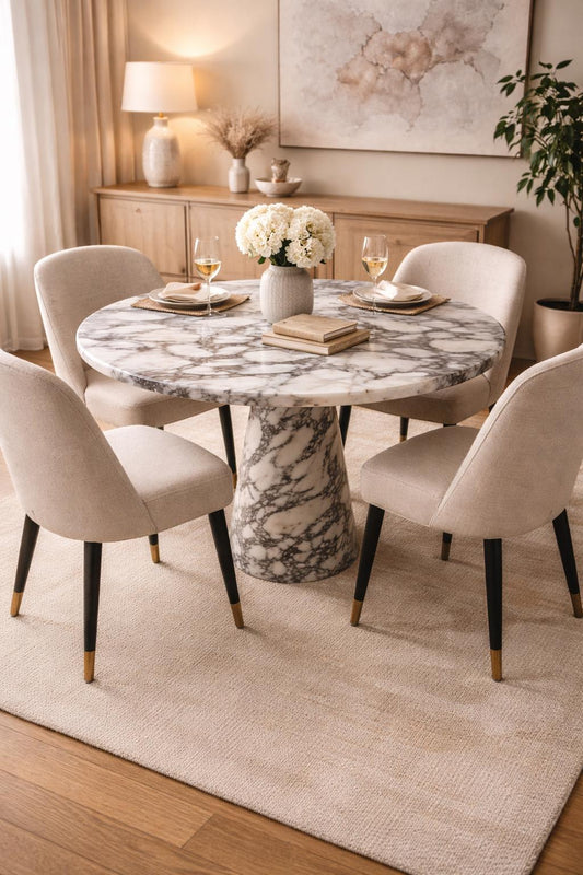 Calacatta Viola Marble Round Dining Table