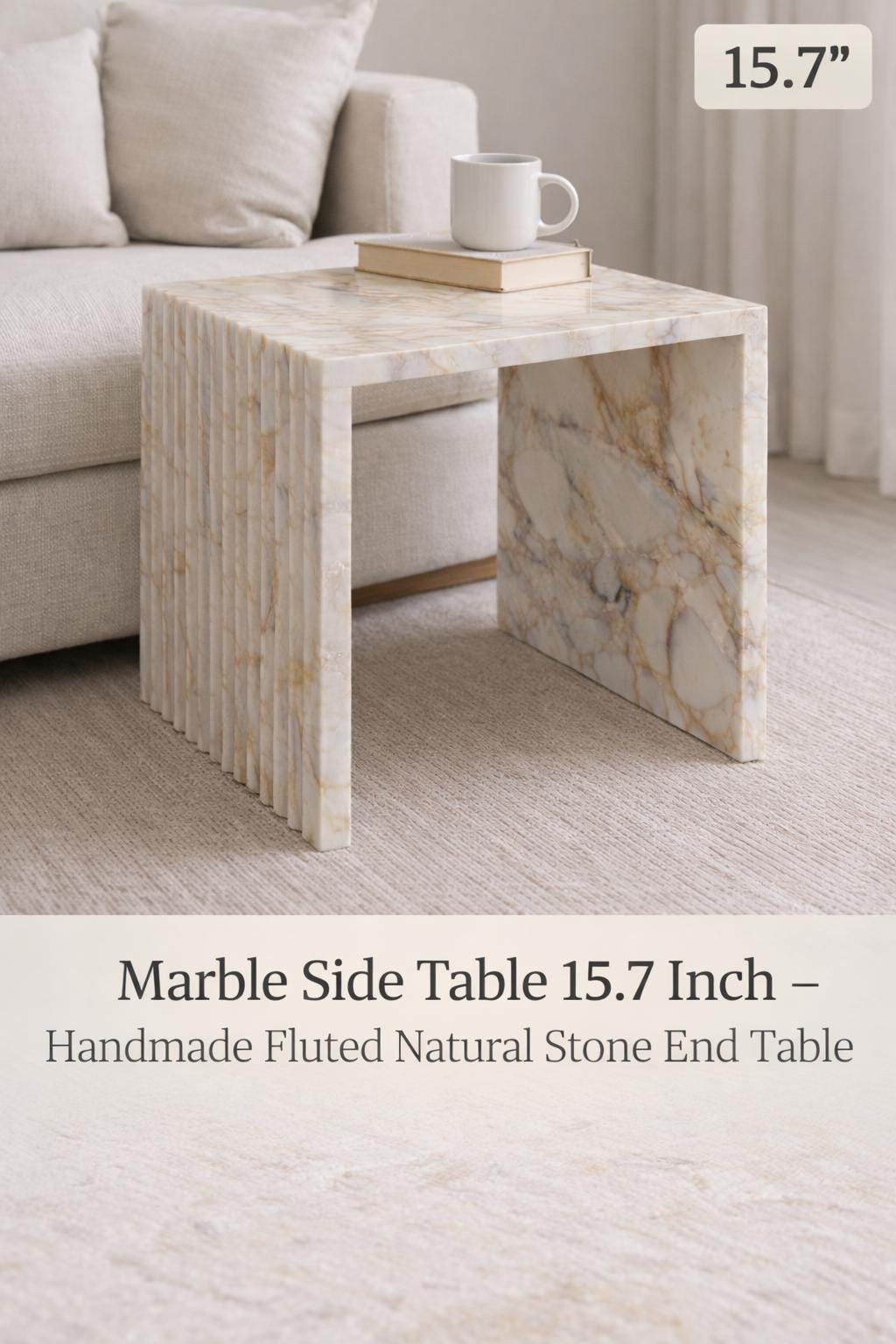 Handcrafted Calacatta Viola Marble Side Table