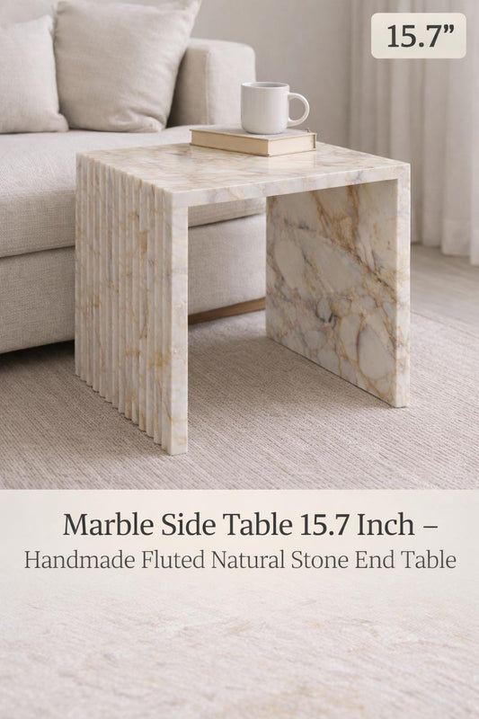 Handcrafted Calacatta Viola Marble Side Table