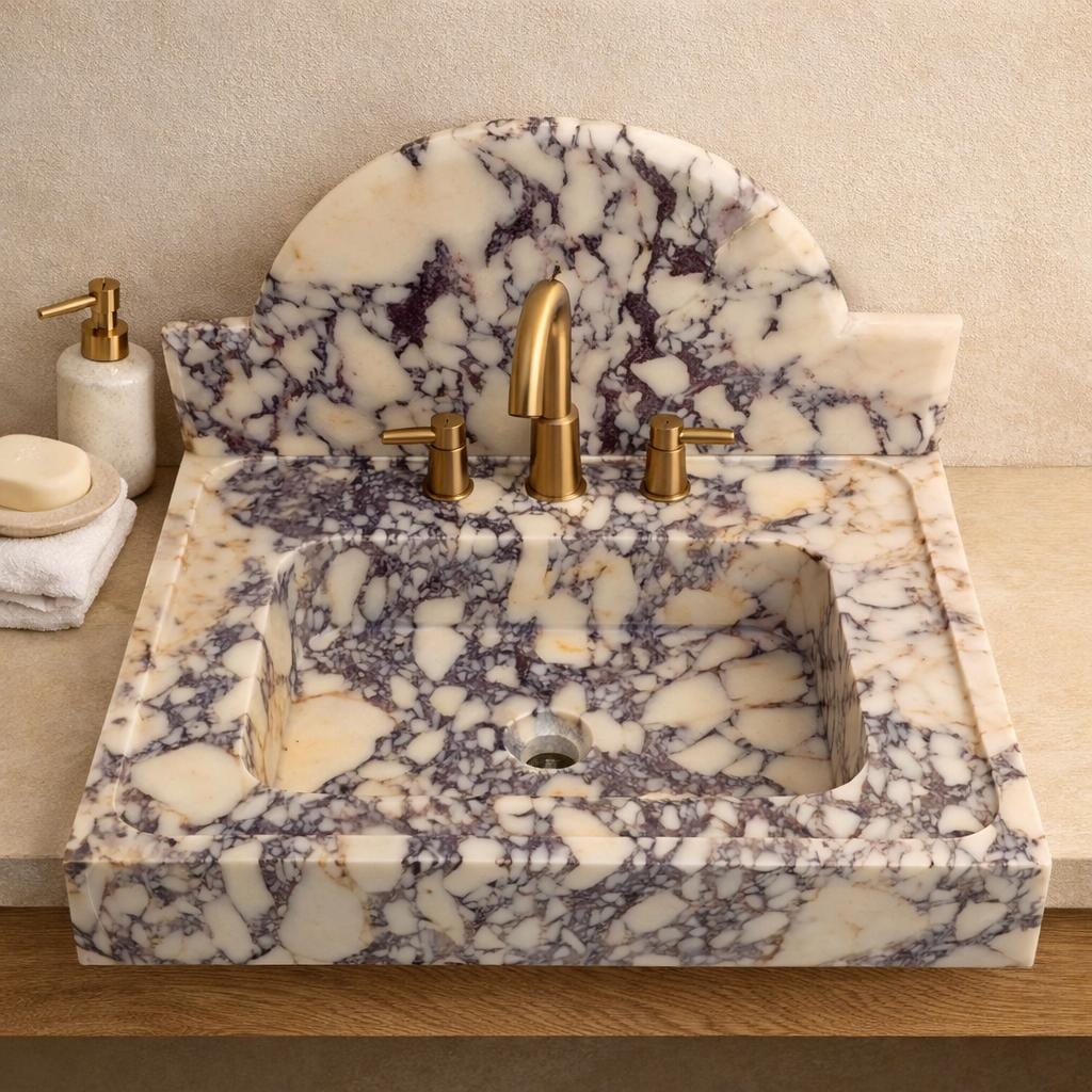 Calacatta Viola Marble Sink with Backsplash