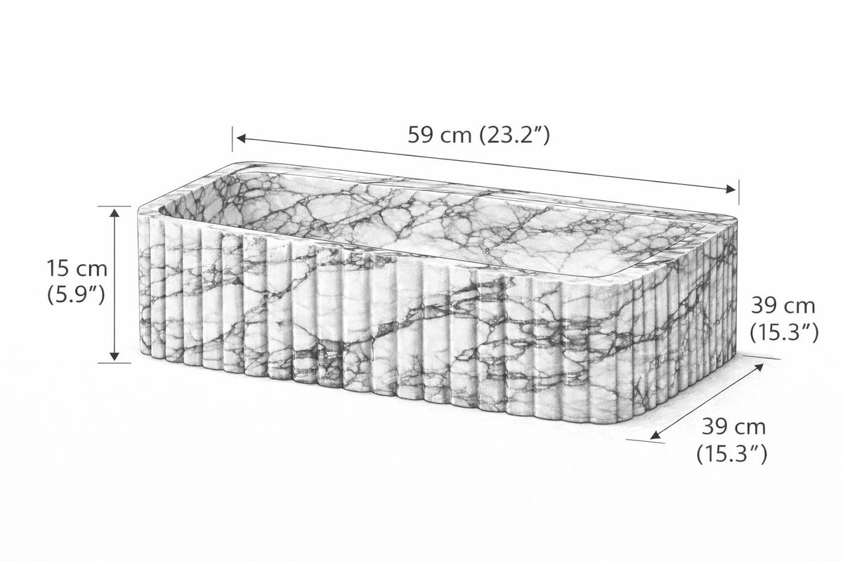 Calacatta Viola Fluted Basin, 59 cm
