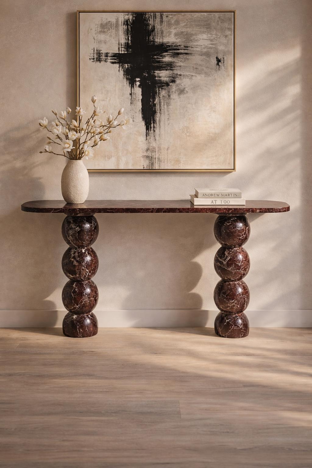 Rosso Levanto Marble Console Table