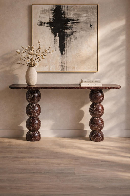 Rosso Levanto Marble Console Table