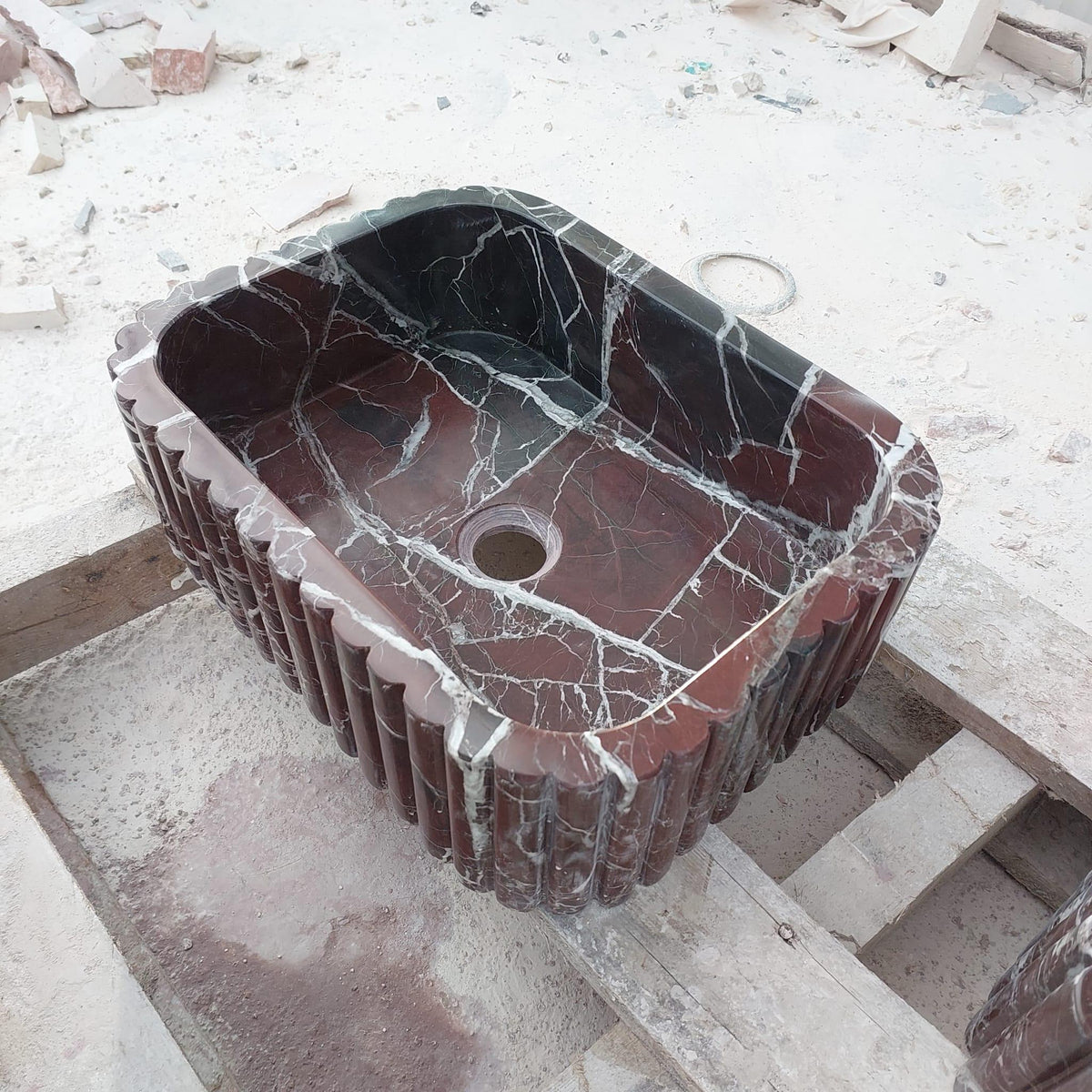 Rosso Levanto Fluted Vessel Sink