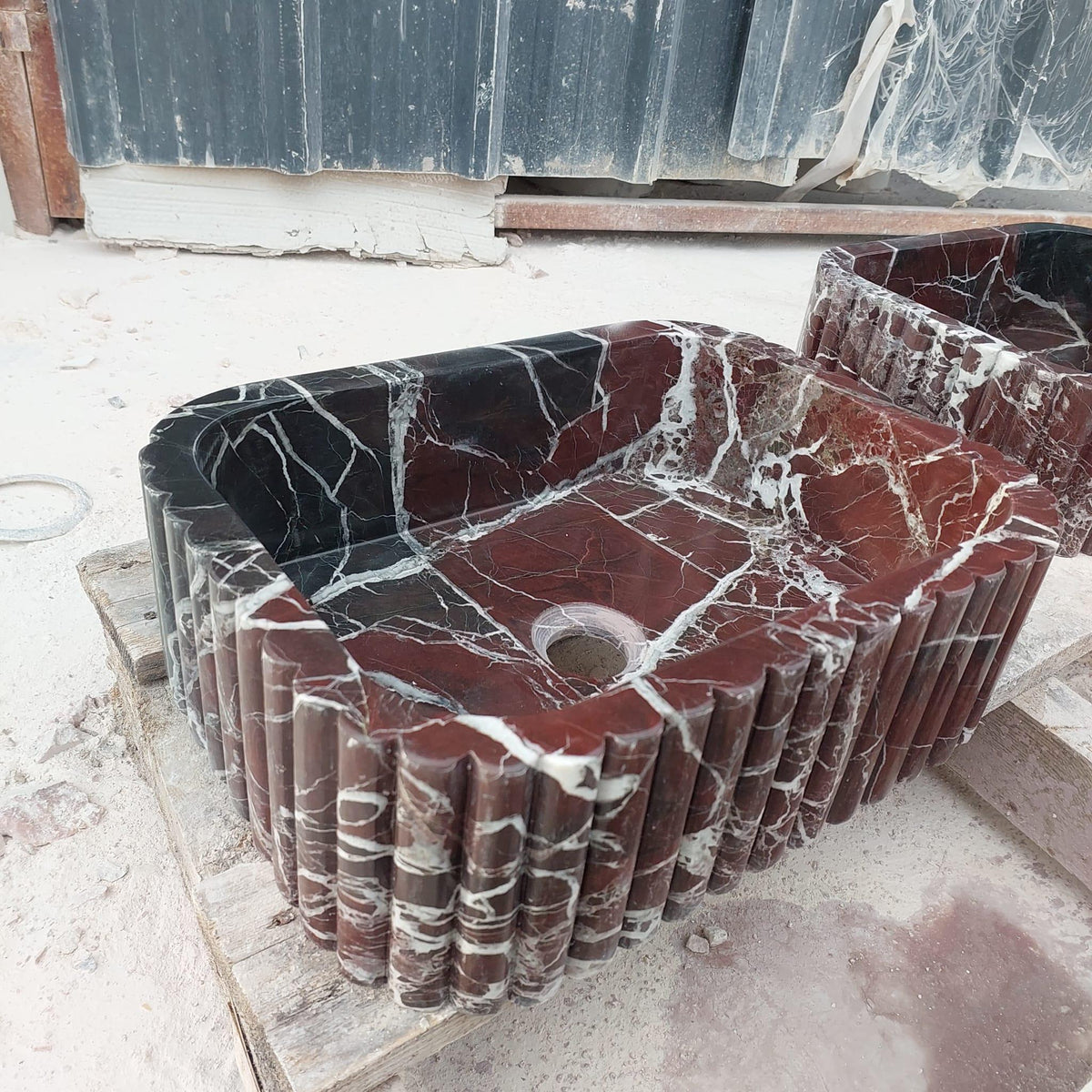 Rosso Levanto Fluted Vessel Sink