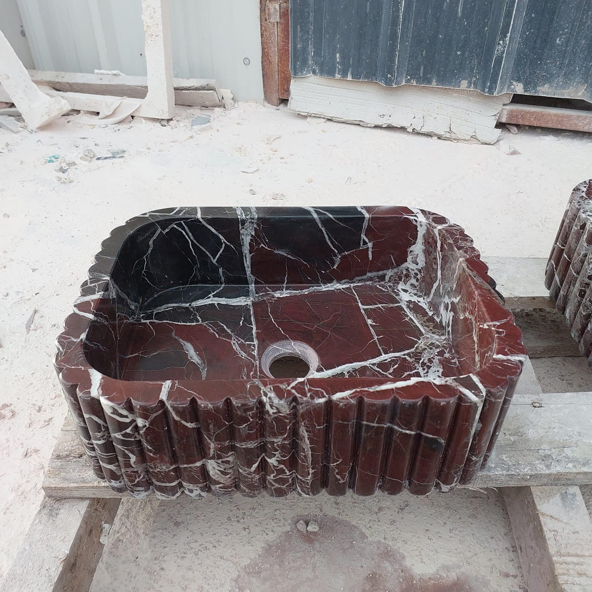 Rosso Levanto Fluted Vessel Sink