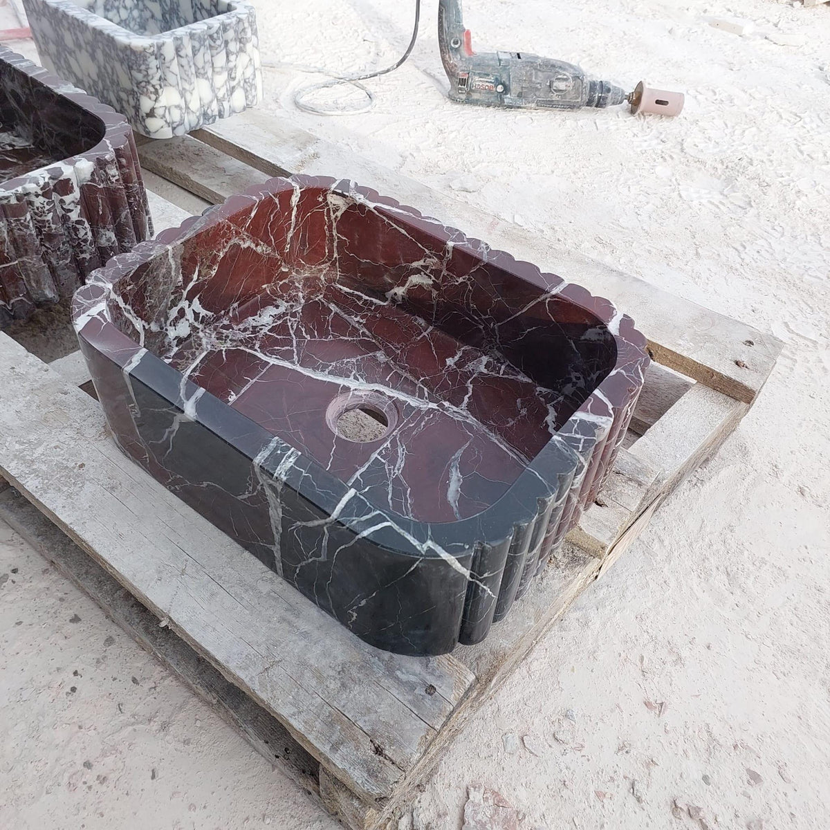 Rosso Levanto Fluted Vessel Sink