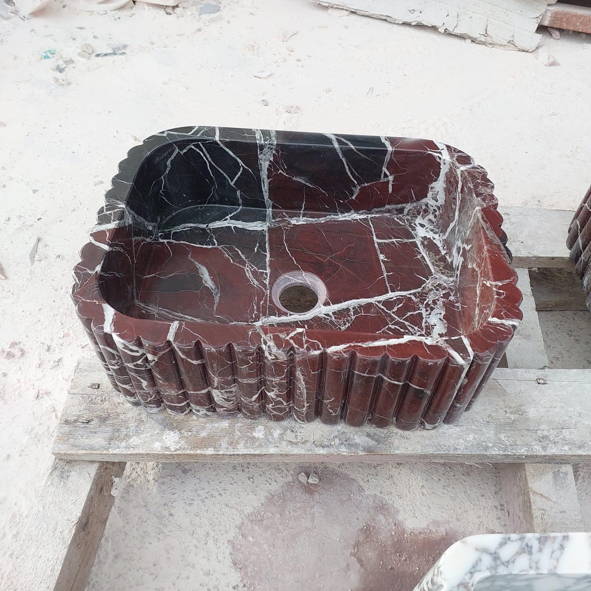 Rosso Levanto Fluted Vessel Sink