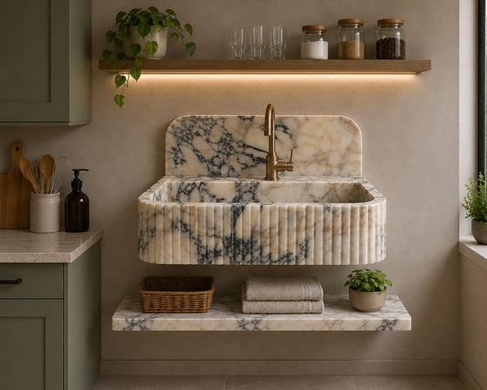 Travertine Sink with Backsplash