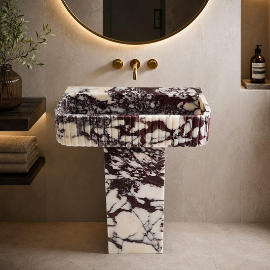 Calacatta Viola Marble Pedestal Sink