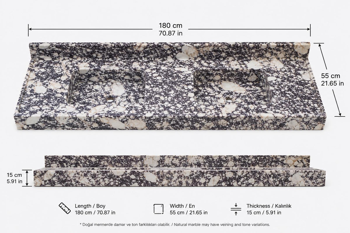 Calacatta Viola Double Vanity Top, 60 in
