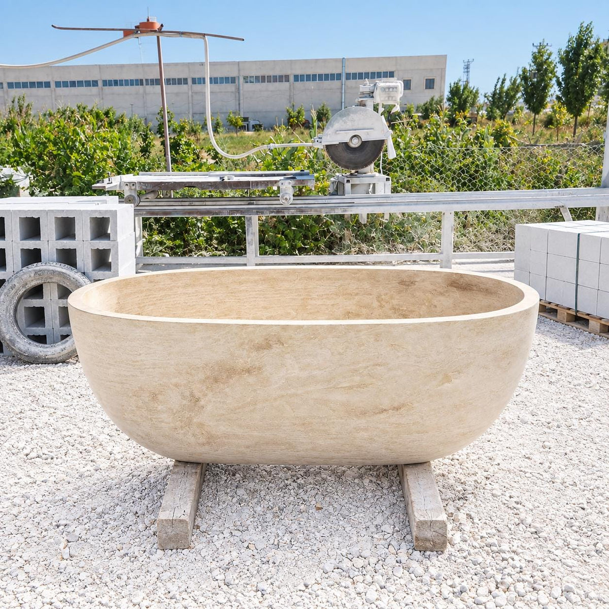 Custom Size Handcrafted Oval Bathtub
