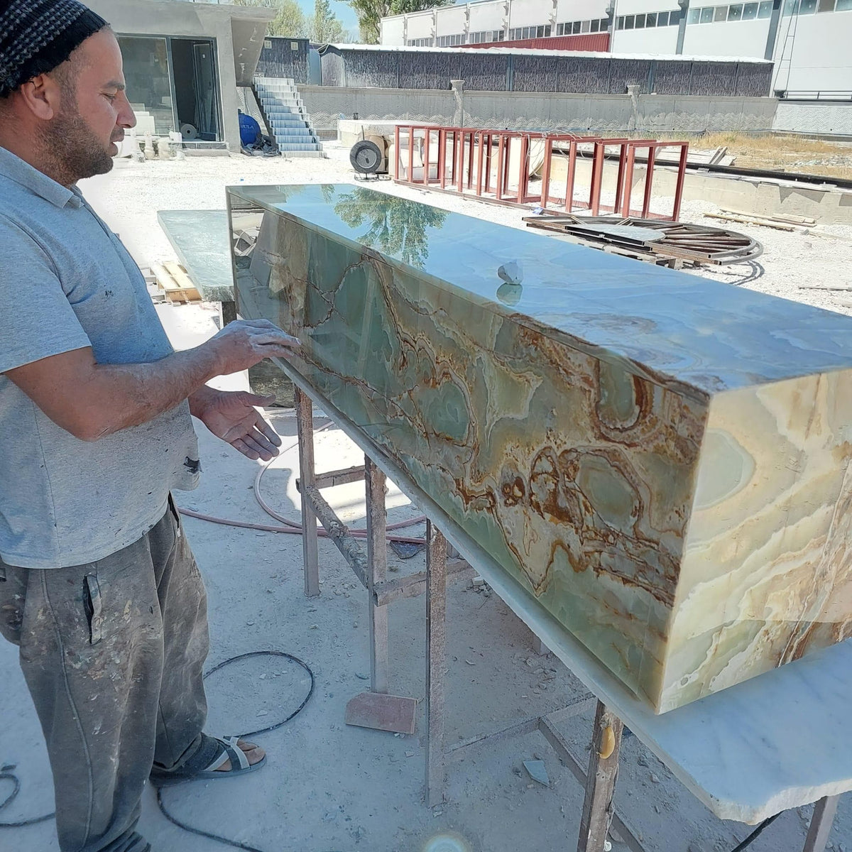 Green Onyx Floating TV Console