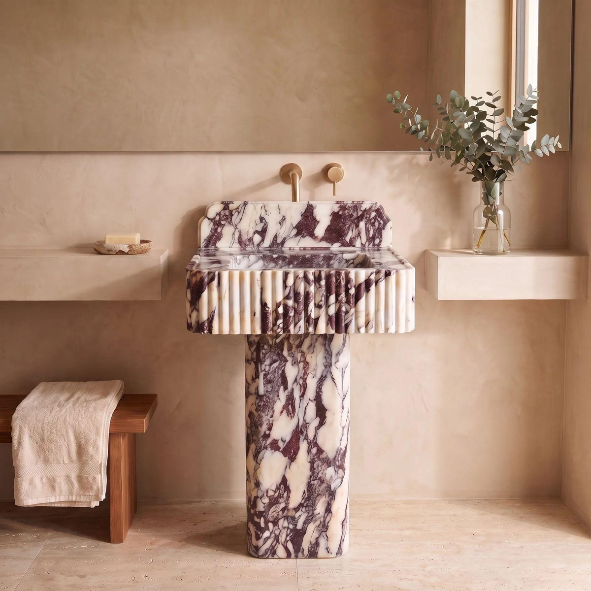 Calacatta Fluted Wall Vanity