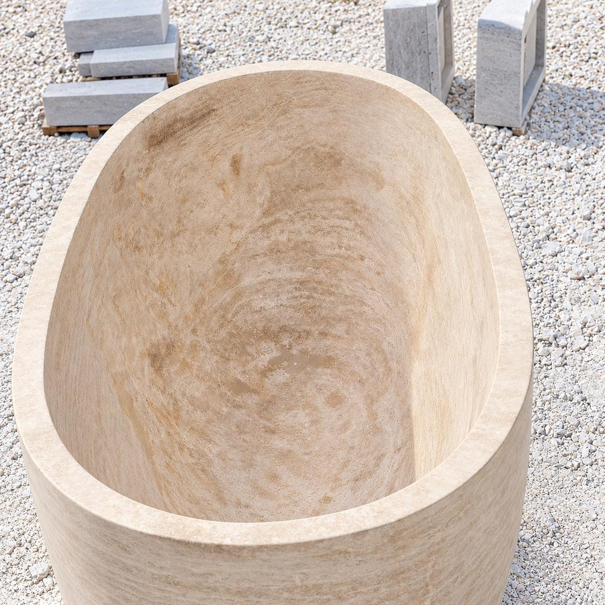 Traverten Oval Küvet