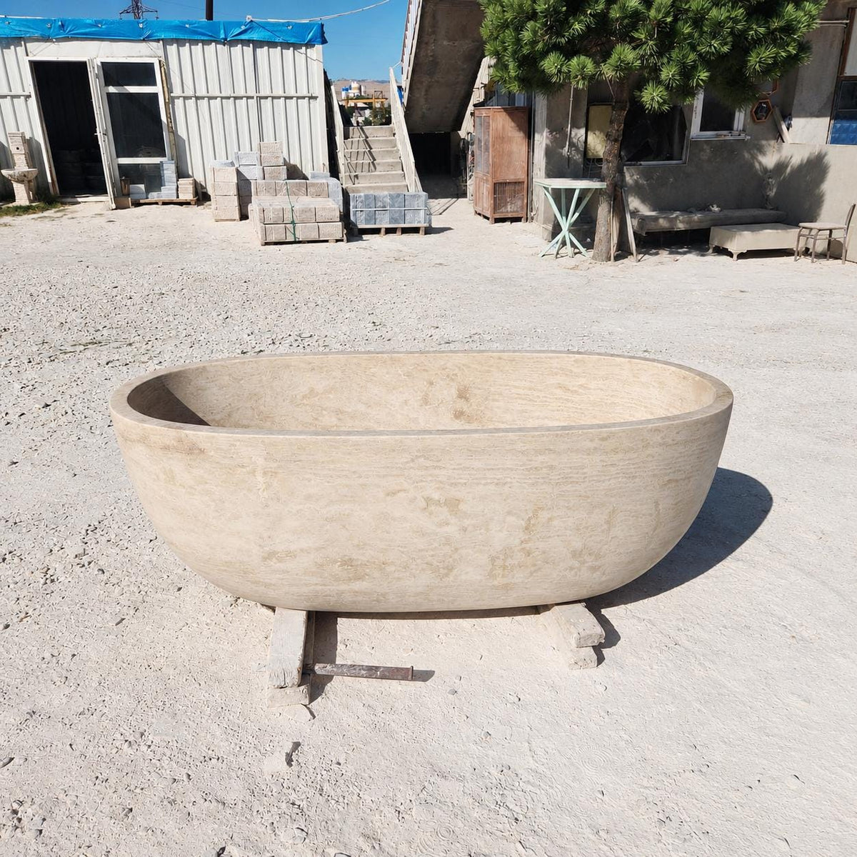 Traverten Oval Küvet