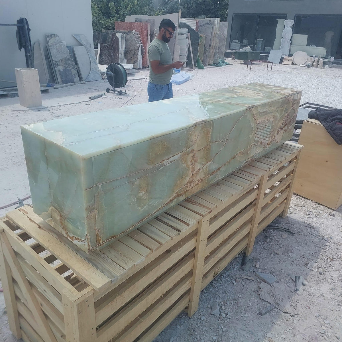 Green Onyx Floating TV Console
