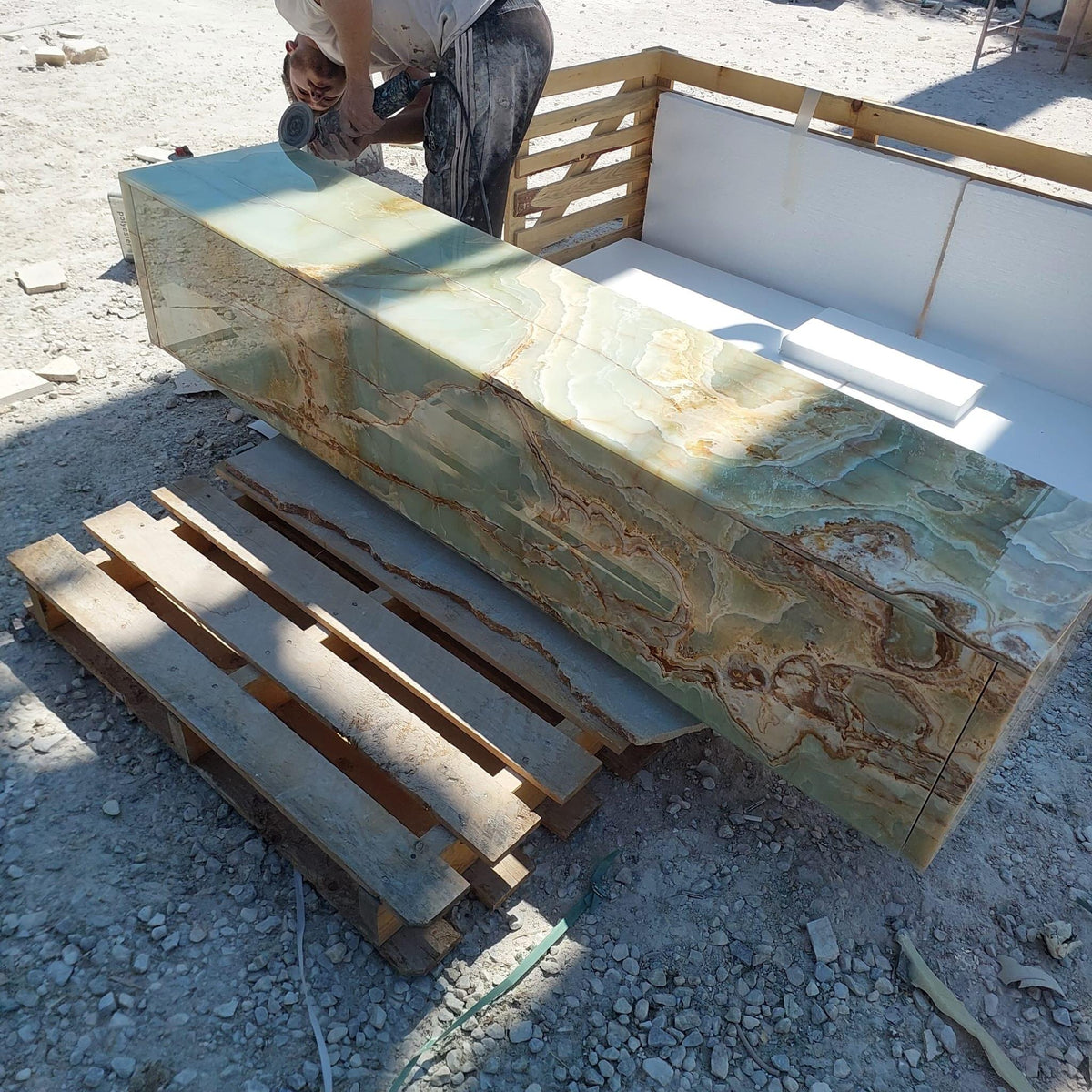 Green Onyx Floating TV Console