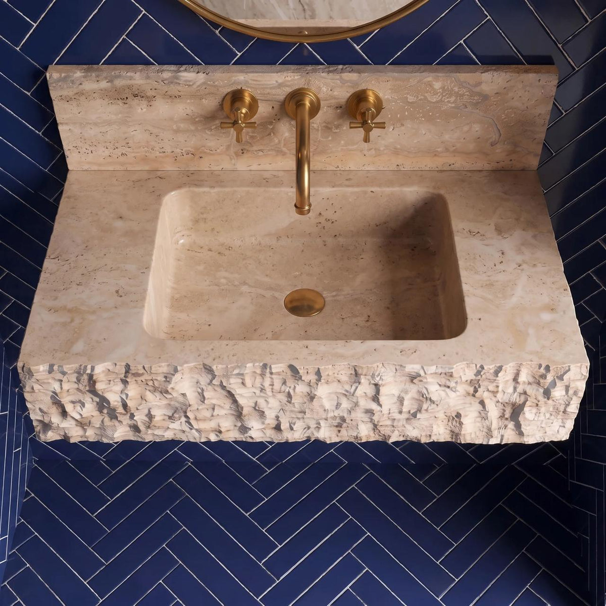 Travertine Sink with Backsplash