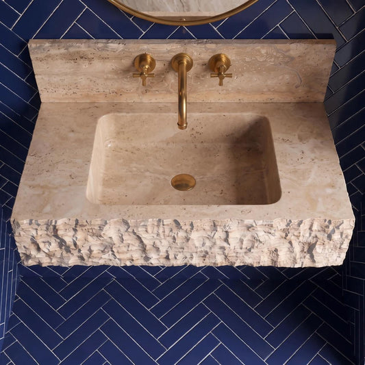 Travertine Sink with Backsplash