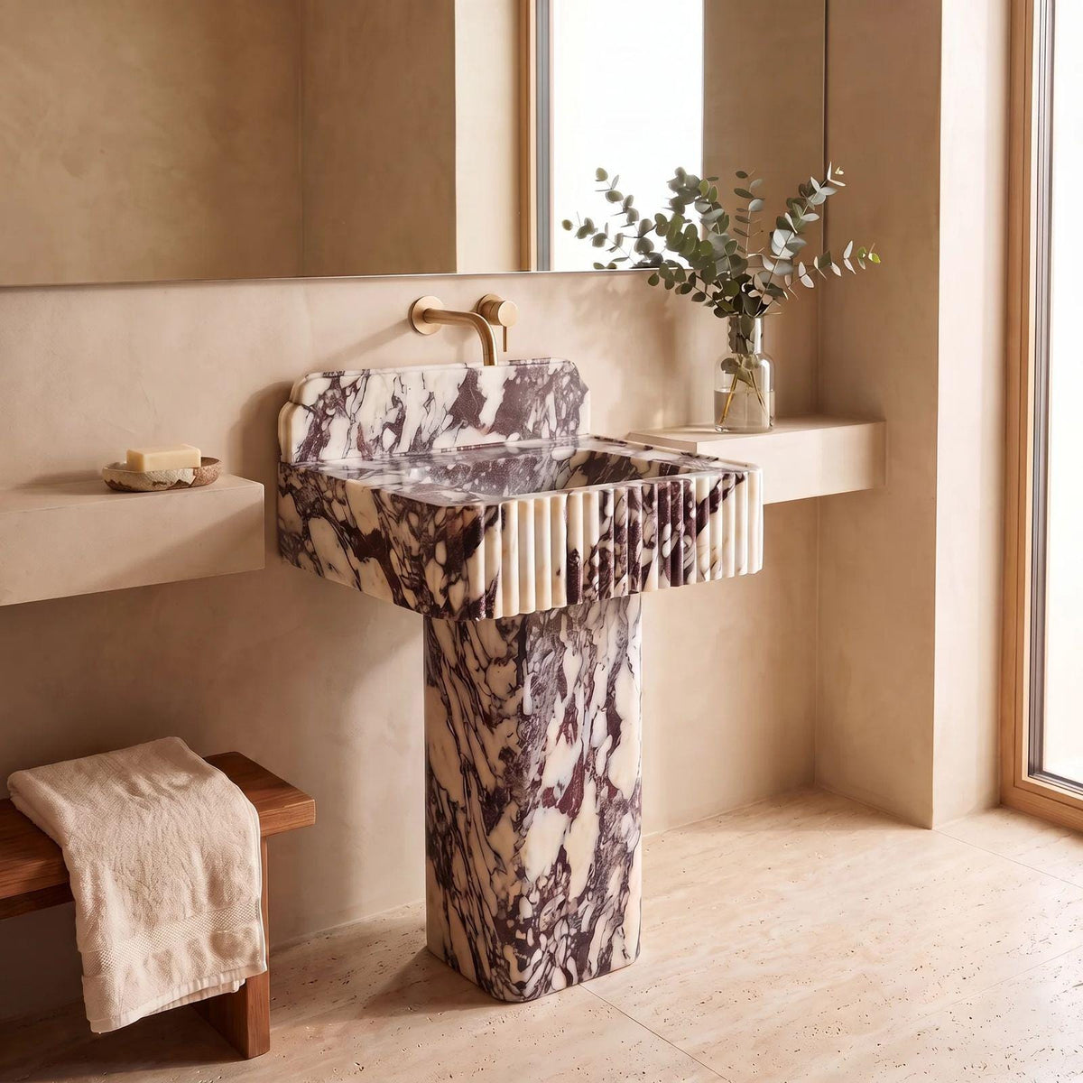 Calacatta Fluted Wall Vanity