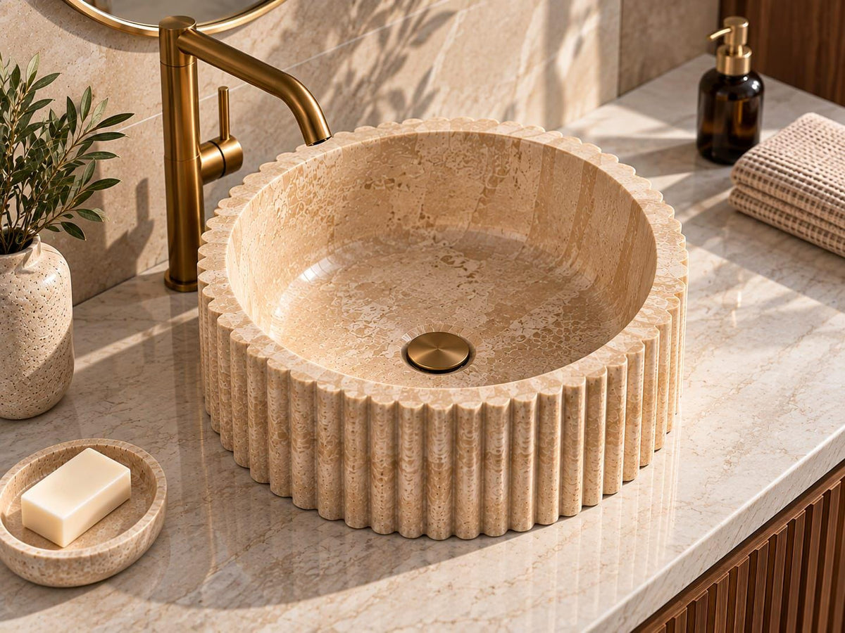 Fluted Marble Vessel Sink